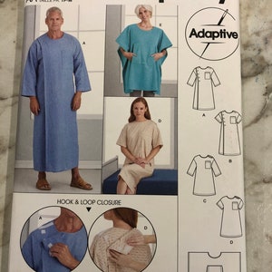 S9490 Adaptive Easy to Sew Unisex Recovery Gowns and Bed Robe 12pc Pattern XS-M