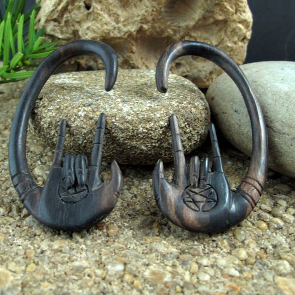 VENTA 10% DESCUENTO 2G Hermoso par diabólica medidor de cuerno, medidor tribal, cuerpo piercing joyería L4541