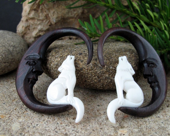 Beautifully Detailed Hand Carved Bone Owl Gauged Earrings Beautifully Detailed Hand Carved Bone Owl Gauged Earrings