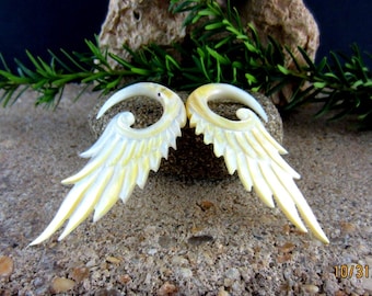6G ( 4 mm) Yellow Mother of pearl , Wing gauge , Seraphim gauge, Wedding gauges, Organic ,  Body Jewelry L2510