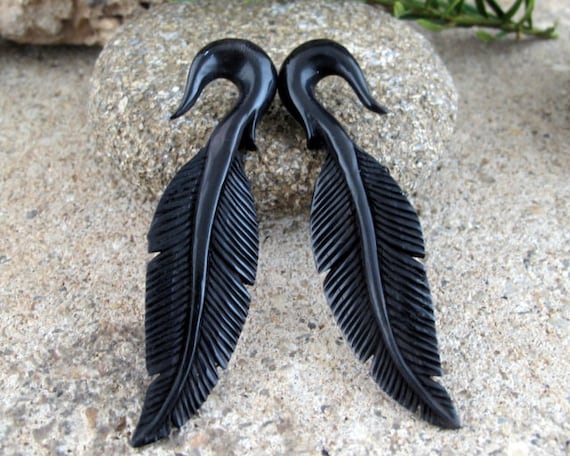 Beautifully Detailed Hand Carved Horn Om Gauged Earrings Beautifully Detailed Hand Carved Horn Om Gauged Earrings
