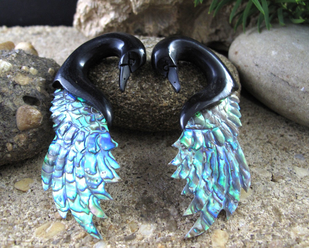 Buffalo Horn Spirals w/ Abalone Shell Inlay (2 gauge - 00 gauge)