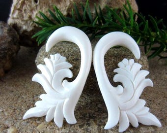 One pair of 0G Organic Buffalo Bone , Tribal Gauges, Organic earrings, Body jewelry  L1871