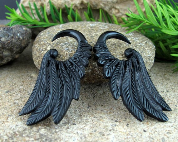 Beautifully Detailed Hand Carved Horn Om Gauged Earrings Beautifully Detailed Hand Carved Horn Om Gauged Earrings