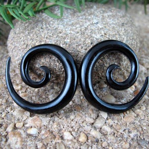 One pair of  2G  Pair of  simple horn spiral, Black spiral, Horn earrings, Body jewelry L3125