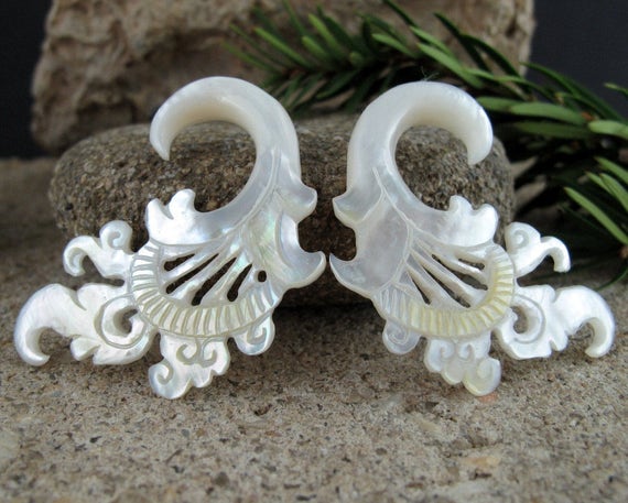 Beautifully Detailed Hand Carved Gauged Earrings Beautifully Detailed Hand Carved Gauged Earrings