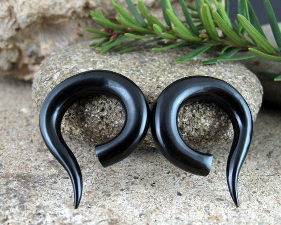 Beautifully Detailed Hand Carved Horn Om Gauged Earrings Beautifully Detailed Hand Carved Horn Om Gauged Earrings