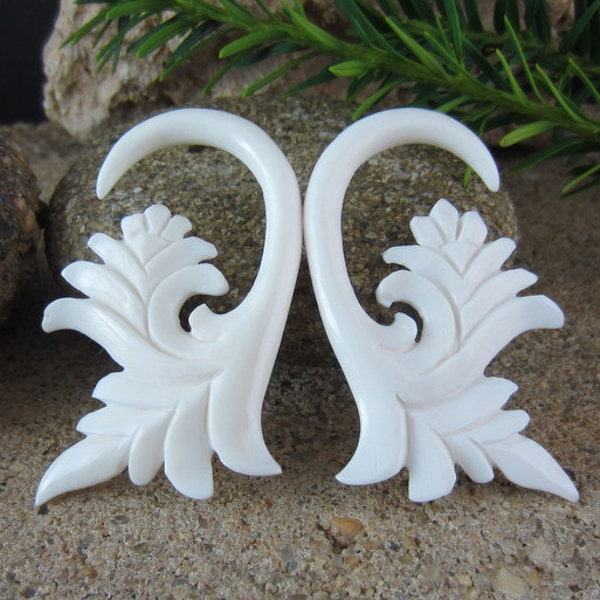 One pair of  6G Organic Buffalo Bone , Tribal Gauges, Organic earrings, Body jewelry  L1871