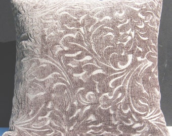 Decorative Accent Pillow in a Soft Gray Raised Damask 18 by 18 inch Pillow Cover