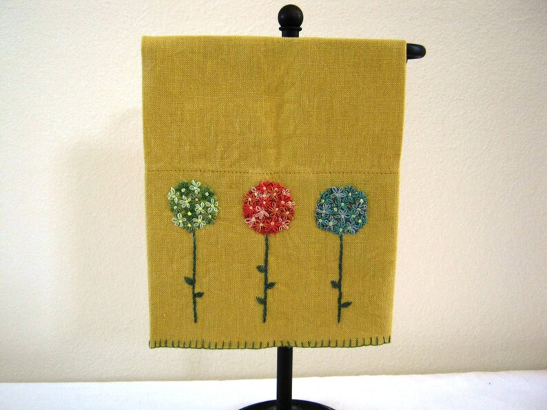 Decorative Linen Fingertip Towel in Mustard Yellow With Red Etsy