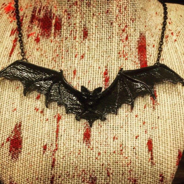 Black Vampire Bat Necklace