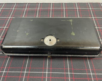 Antique metal lock box or cash box - sturdy industrial charming black vintage gothic art deco container
