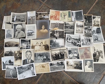 Lot of 40 mostly b/w vintage vernacular snapshot photographs of people, families, children - dates and conditions vary - #p-A5