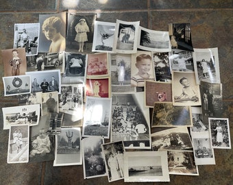 Lot of 40 mostly b/w vintage vernacular snapshot photographs of people, families, children - dates and conditions vary - #NYD-12