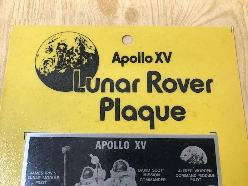 Satin finished aluminum with adhesive backing from Countdown Inc Jacksonville Apollo XV Lunar Rover Plaque Florida -