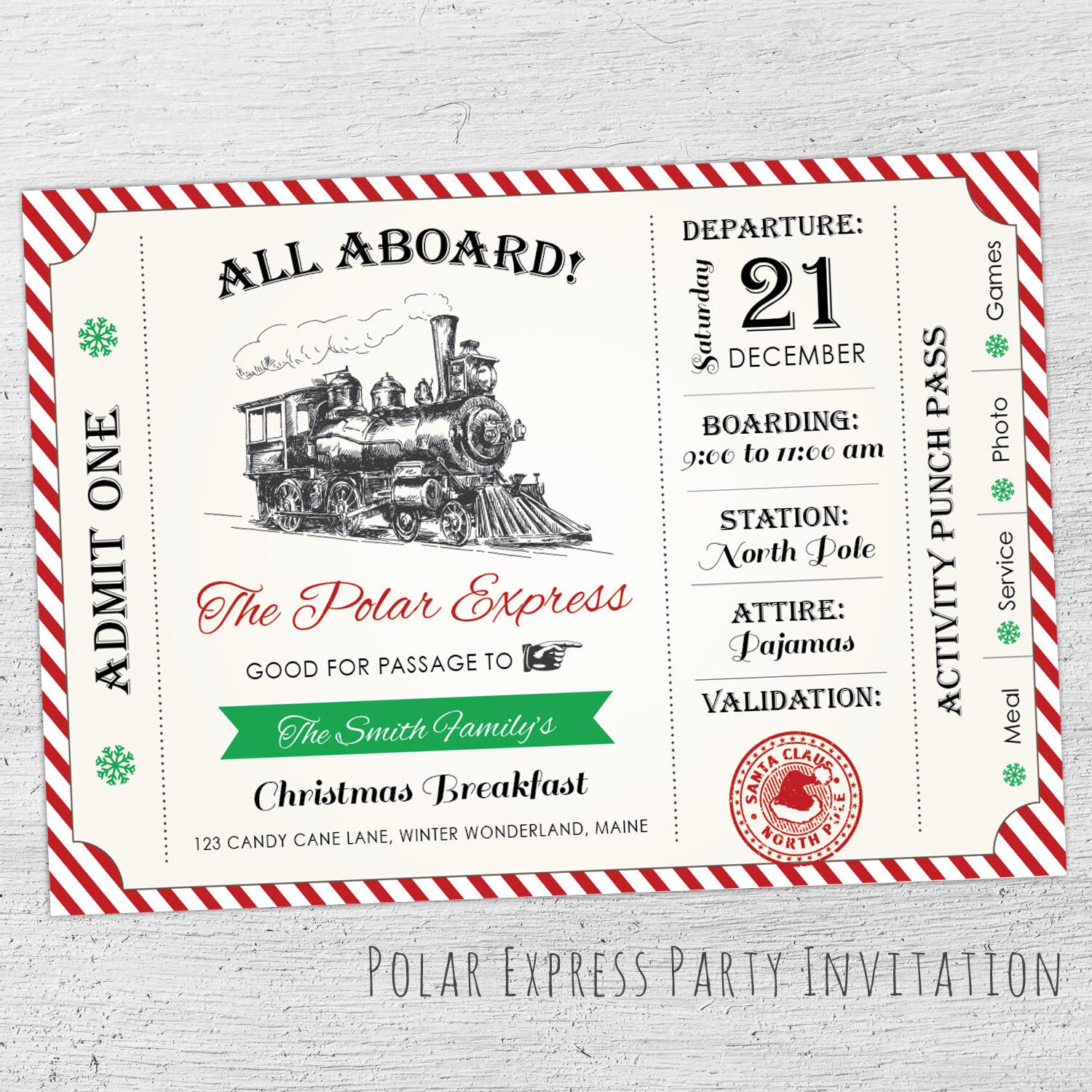 Polar Express Invitation Christmas Party Invitation Polar | Etsy