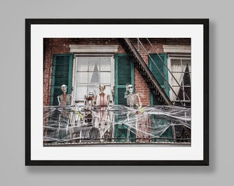 New Orleans Photography, French Quarter, Skeletons, Mardi Gras, Creepy, Halloween, Halloween Photography, Nola Photo Print