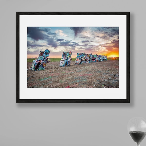 Car Photography, Cadillac Ranch, Car Photo Print, Car Enthusiast, Amarillo Texas Photography, Sunrise Photography, New Home Gift