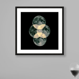 Abstract Full Moon Photography, Supermoon, Multiple Exposure, Unique Moon Photo Print, Original Fine Art