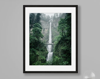 Oregon Multnomah Falls Photography, Bridal Veil, Waterfalls, Waterfalls Photo Print, Nature Art, Travel Photography