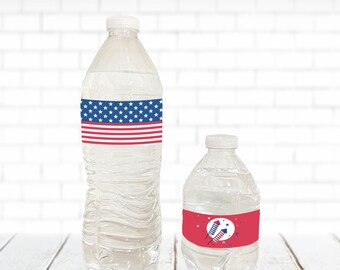 Digital: 4th of July Water Bottle Wrappers/ Instant Download / Celebration / Water Label