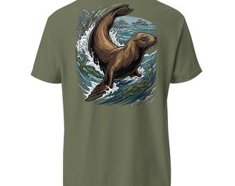 California Sea Lion Coastal Wildlife T-Shirt, Boat Crew Co Marine Life Tee