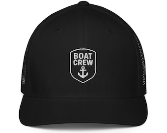 Anchor Logo Trucker Hat, Nautical Mesh Cap, Boat Crew Co Hat, Coastal Boating Hat, Anchor Logo Cap