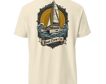 Catamaran Sailboat Shirt, Garment-Dyed Nautical Tee, Coastal Boating Apparel