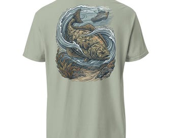 Halibut Fishing Shirt, Saltwater Angler Tee, Coastal Halibut Graphic T-Shirt