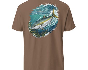 California Yellowtail Shirt, SoCal Fishing Shirt, Catalina Angler Tee, Boat Crew Co Tides & Tails