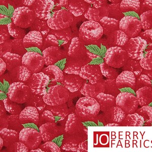 Raspberries Print Fabric, Raspberries by Elizabeth Studio. Fabric by the Yard