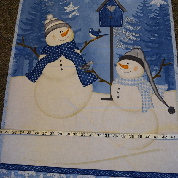 Snowman Panel from the Welcome Winter Collection by Jennifer Pugh for Wilmington Prints,  Quilt or Craft Fabric,  Fabric by the Panel.