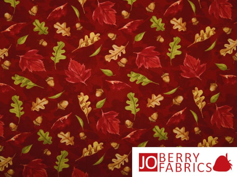 A Colorful Season by Nancy Mink for Wilmington Prints Fall Leaves and Acorn Fabric Fabric by the Yard Quilt or Craft Fabric