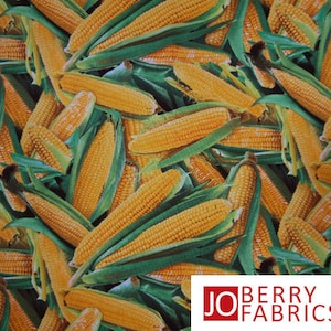 Yellow Sweet Corn Fabric, from the Food Festival Collection by Elizabeth Studio. Fabric by the Yard # 656