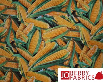 Yellow Sweet Corn Fabric, from the Food Festival Collection by Elizabeth Studio. Fabric by the Yard # 656