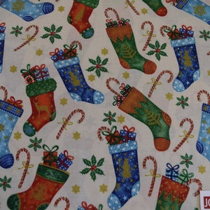 Christmas Stockings from Merry Christmas Metallics by Choice Fabrics, Quilt or Craft Fabric, Fabric by the Yard. image 2