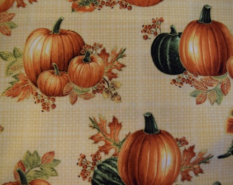 Pumpkins from the Autumn Elegance Collection by Jackie Robinson for Benartex. By the yard fabric.