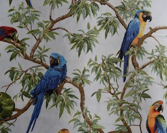 Parrots from the Born Free Collection by Fabri-Quilt, Quilt or Craft Fabric, Fabric by the Yard.