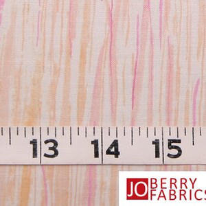 May include: White fabric with thin vertical stripes in peach and pink. A measuring tape shows 12 to 16 inches.