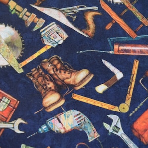 Tossed Tools from the Measure Twice Collection by Dan Morris for Quilting Treasures. Fabric by the Yard #2623