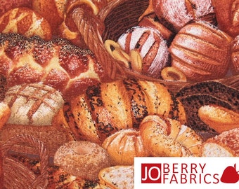 Freshly Baked Bread, Food Festival Craft and Quilt Fabric by Elizabeth&#39;s Studio. Fabric by the Yard #482