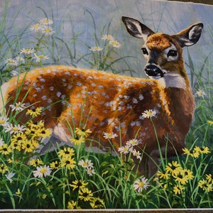 Spring Deer Panel in Watercolor by Abraham Hunter for David Textiles. Panel #2493