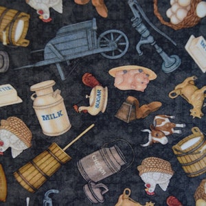 Farm Toss from Greener Pastures Collection by Dan Morris for Quilting Treasures. Fabric by the Yard #2146