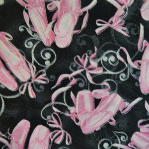 Ballet Slippers from the Peral Ballet Collection by Greta Lynn for Kanvas with Benartex. Fabric by the Yard #2278
