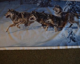 Wolves Panel from The Canis Lupis Group by Adam and Daniel Smith for Elizabeth Studios. Quilt or Craft Fabric.