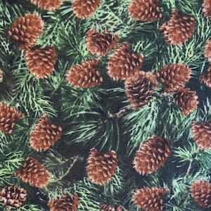 Pinecones by Dona Gelsinger for Timeless Treasures. Fabric by the Yard #2370