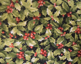 Holly Boughs with Berries from the Sparkle, Shine, and Glitter Collection for Moda.  Fabric by the yard.