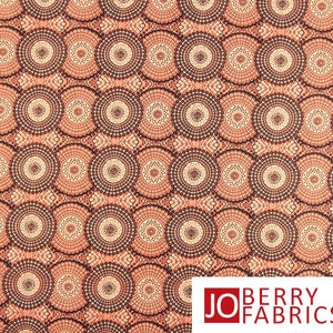 Fabric with Orange Medallion Print, Tribal Council Collection by Ro Gregg for Paintbrush Studio. Fabric by the Yard