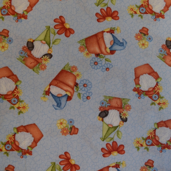 Gnomes from Gnome is Where Your Garden Grows Collection by Shelly Comiskey for Henry Glass,  Quilt or Craft Fabric,  Fabric by the Yard