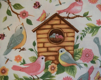 Reserve Listing for DIANE  for 1.5 Yards of Birds and Birdhouses from the Home Sweet Home Collection by Oasis Fabrics.  Quilt or Craft.